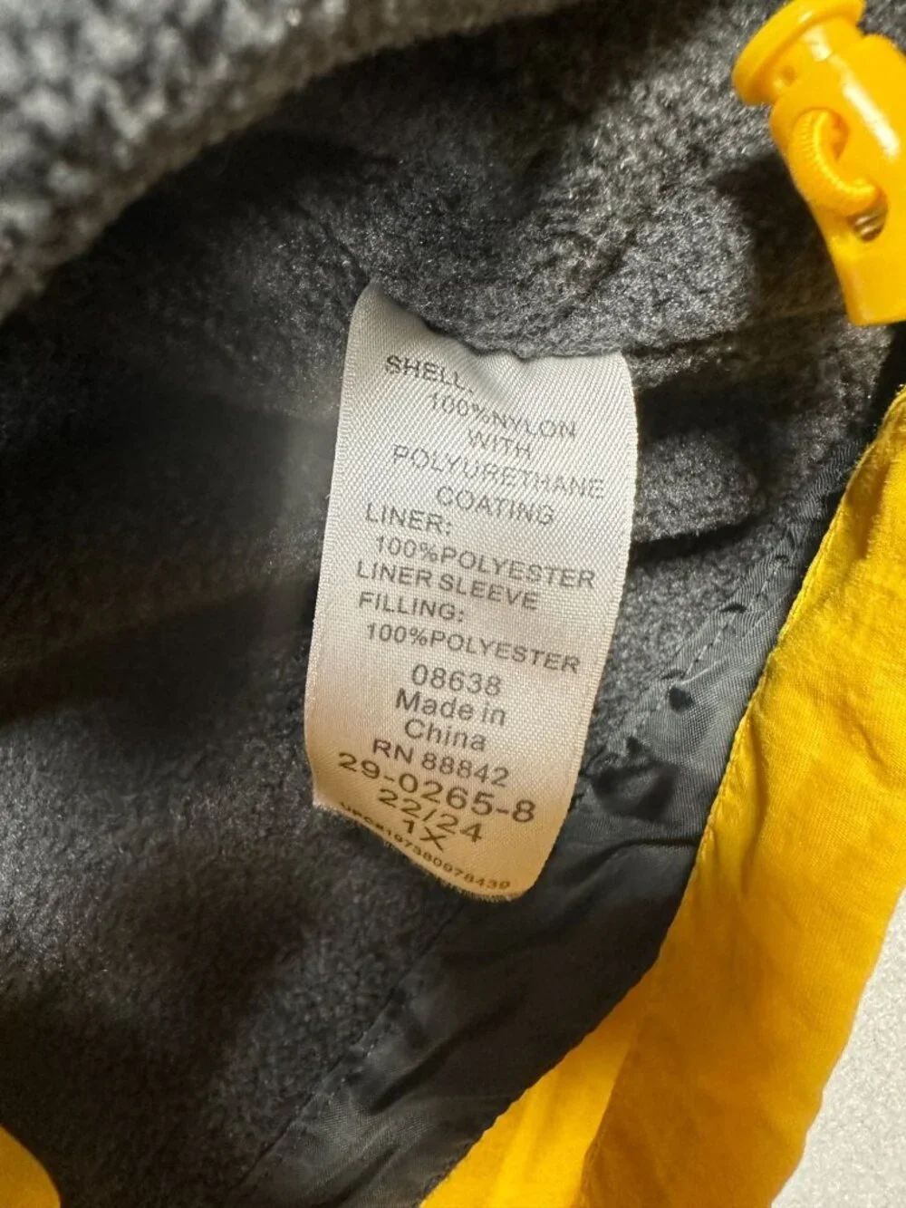 Woman Within Yellow Hooded Waterproof Jacket 22/24 Fleece Lining Nylon Blend - Picture 5 of 7